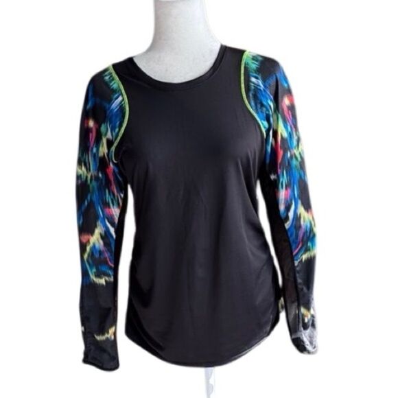 Lucky in Love Athletic Long Sleeve Shirt Black and Multi SZ L - Picture 1 of 11